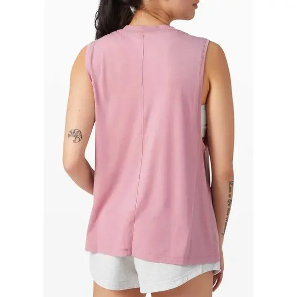 Lululemon athletica All Yours Boyfriend Tank Top Oversized Pima Tee Pink Taupe 8 - Picture 2 of 8